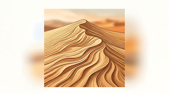 Golden desert sand dune with rhythmic wavy patterns
