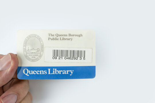 New York library plastic membership card for Queens borough