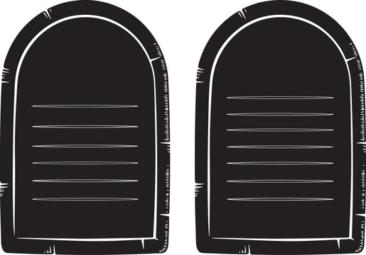 Two Stone Tablets Ten Commandments Icon Silhouette Design Vector Illustration