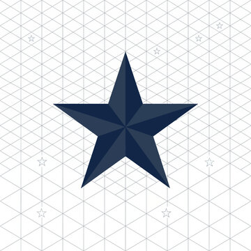 Dark blue 3D star icon centered on a white isometric grid background