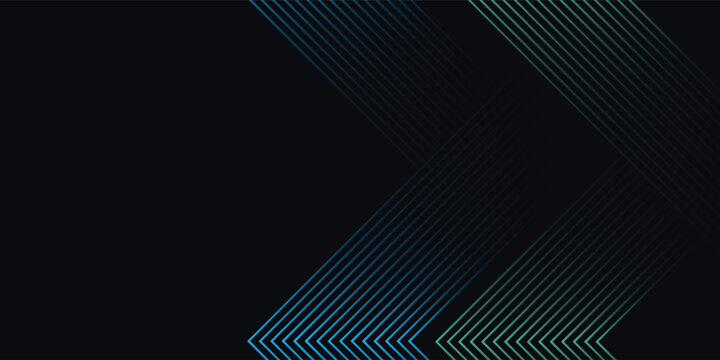 Dark abstract background with glowing green and blue arrow lines design. Creative element design in vetor illustration