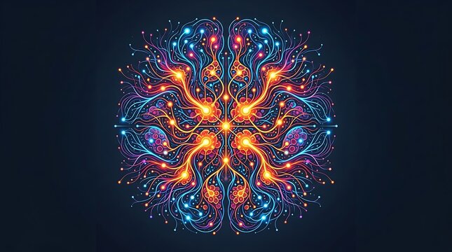 Glowing brain neural network with symmetrical synapse activity