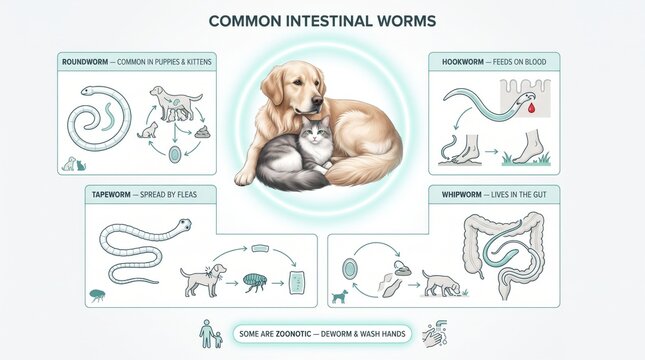 Common intestinal worms in pets