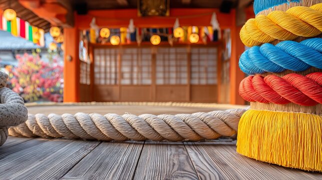Vivid Arena with Traditional Japanese Dohyo Stage for Wrestling Competitions