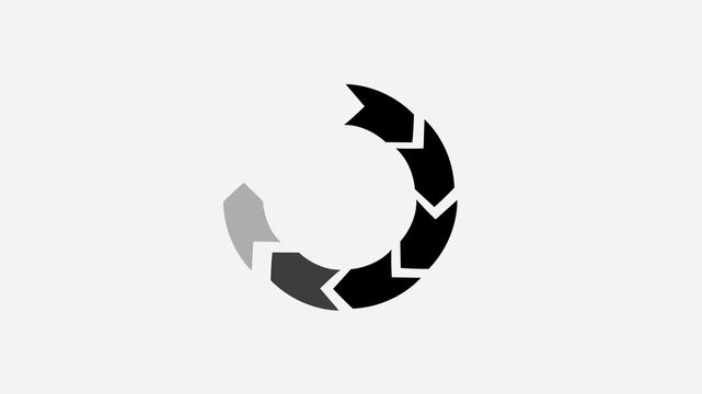 Circular chevron progress bar animation on light background