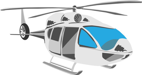 Modern civilian helicopter graphic icon. White transport chopper vector illustration for aviation business or travel design © dwi