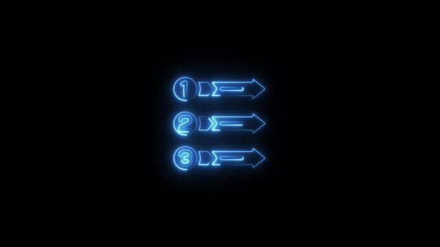 Neon blue numbered list infographic animation with glowing arrows for business presentations and data visualization