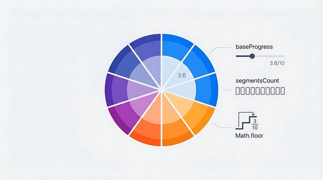 Dashboard interface showing circular progress and data segments