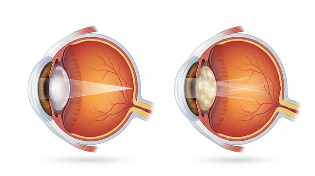 Human Eye Anatomy Cross Section Medical Illustration.
