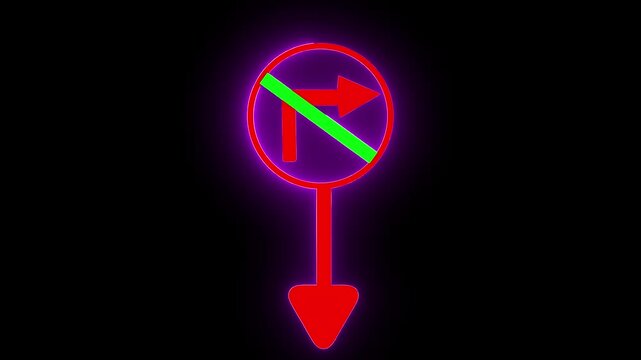 A road forbidding sign. Road sign right turn is prohibited. No right Turn sign animation  . No right turn sign template. Traffic road symbol on Vector illustration.
