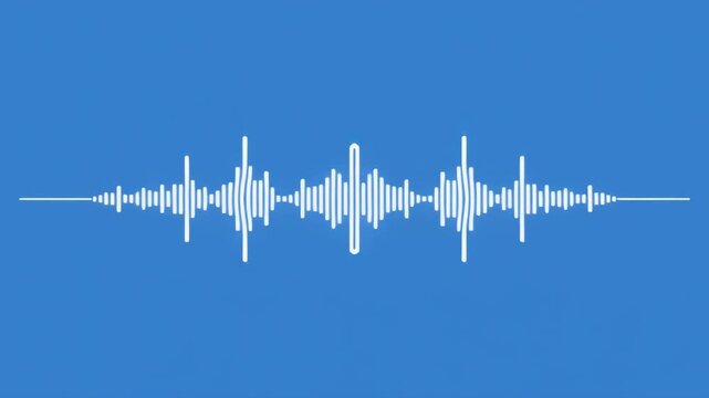 Audio waveforms displayed in blue with black background and subtle cinematic motion and selective focus