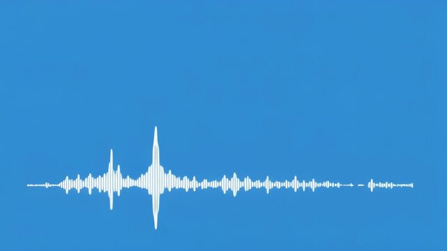 Audio Waveforms Displaying Sound Vibrations in a Rhythmic Sequence Against a Blue Background with Subtle Motion