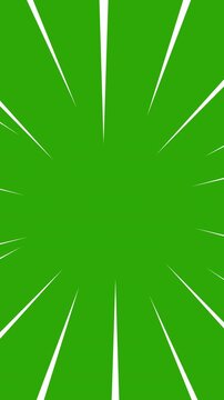 Animated Comic Light Speed Lines, Moving Anime Speed Line on Green Background. Full HD. 4K
