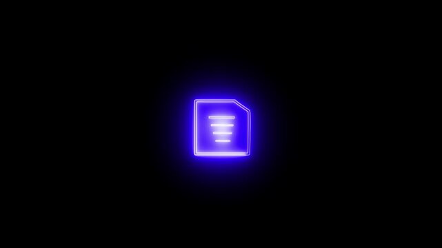 Neon, line art concept of paper, document. Outline of doc, office concept.