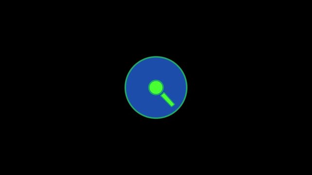 Animated  icon of magnifier. Symbol loupe. Concept of search, finding, discovery. Looped video. Vector illustration isolated 