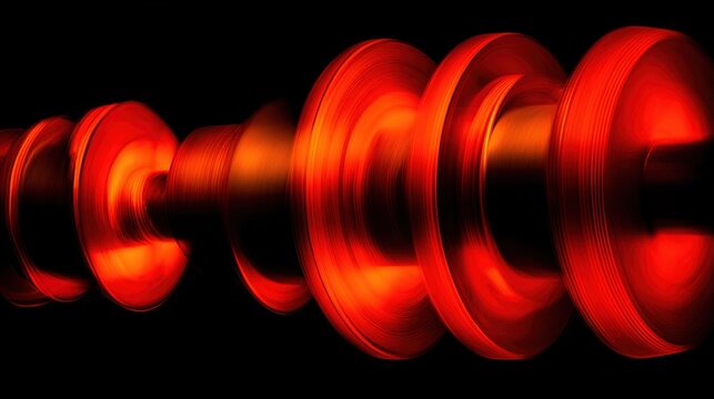 crankshaft. A polished crankshaft in motion creating blurred arcs of red light. safety posters, maintenance manuals, designed for industrial assembly lines and welding operations, used by engineers.