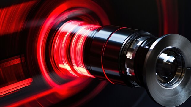 crankshaft. A polished crankshaft in motion creating blurred arcs of red light. safety posters, maintenance manuals, designed for industrial assembly lines and welding operations, used by engineers.