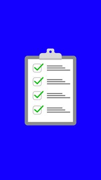 Clipboard Check mark animation with pop up flat and modern style on blue background. Full HD. 4K