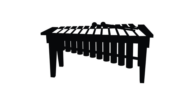 Marimba Instrument Silhouette On White Background xylophone percussion music wooden