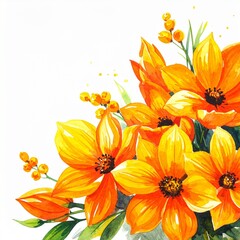 Obraz premium Vibrant Orange Flowers Bouquet Watercolor