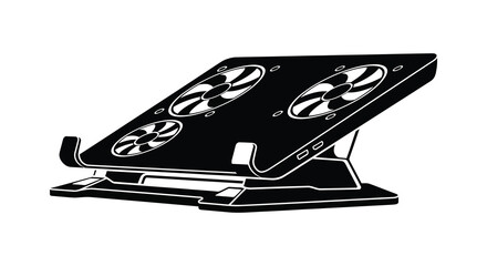 Laptop cooling pad with dual fans black silhouette cooler fans © Olivia Emma