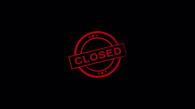 Closed rubber stamp&nbsp; animation, Animated Closed Rubber Stamp on transparent background,  closed&nbsp; stamp video. Stamp with the text closed animation in 4K with Alpha Channel&nbsp;