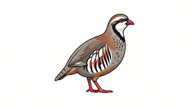 Red-legged Partridge Bird Illustration Isolated on White Background for Wildlife Art and Nature Design Projects
