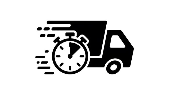Fast delivery truck with a stopwatch icon