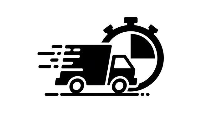 Fast delivery truck with a stopwatch icon