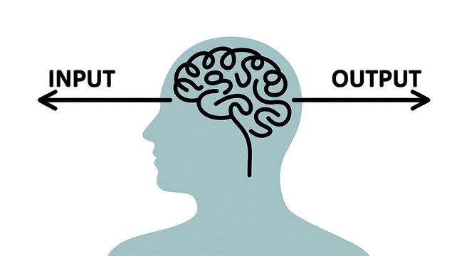 Human brain input and output process icon