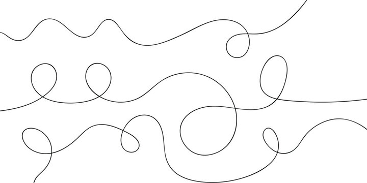 Abstract wavy linear. curve lines. spiral lines. black wire cable of usb and adapter. squiggle curly lines. decorative design element