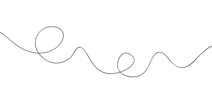 Abstract wavy linear. curve lines. spiral lines. black wire cable of usb and adapter. squiggle curly lines. decorative design element