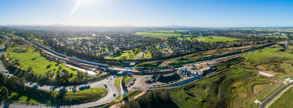 Construction of Singleton Bypass road seen from aerial view June 2026