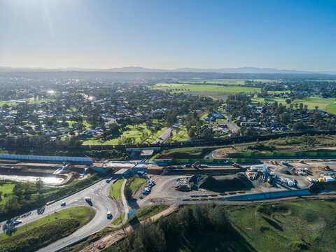 Construction of Singleton Bypass road seen from aerial view June 2026