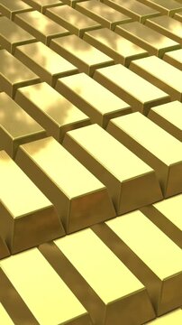 Gold bar animation. Investment in gold and glow. Full HD. 4K