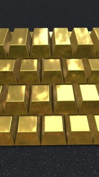 Gold bar animation. Investment in gold and glow. Full HD. 4K
