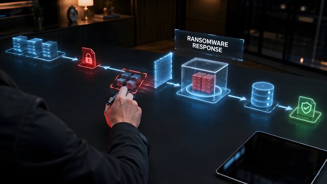Ransomware attack visualization data encryption and cybersecurity response