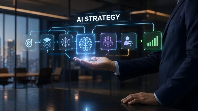 Ai strategy implementation a futuristic business concept with data analysis