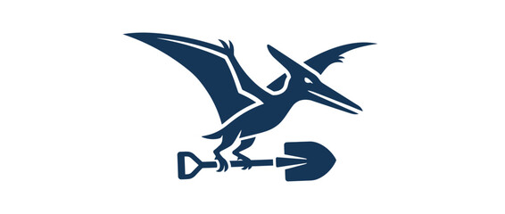 Flying Dinosaur Holding Shovel Icon © hakim