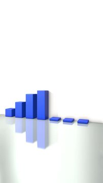 3D Rising bars graph, Financial graph analysis. Full HD. 4K
