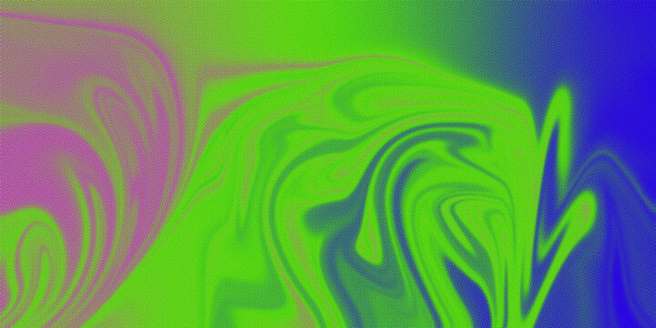Abstract neon green and blue halftone marble texture with liquid flow