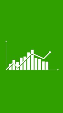Financial graph analysis, Rising bar graph, Stock market graph on green background. Full HD. 4K
