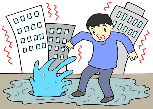 災害のイラスト - 地震・震災・液状化現象