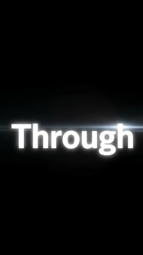 Through word text on black background