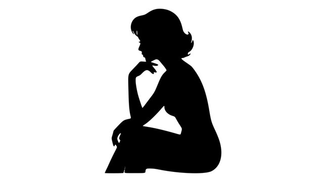 Female model resting chin silhouette
