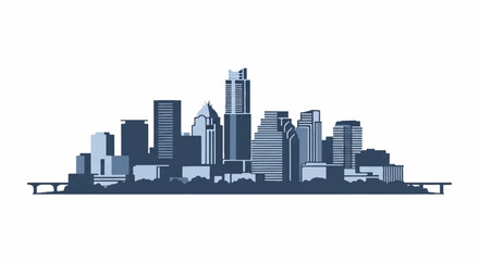 Fototapeta premium Modern city skyline with skyscrapers and urban landscape in blue