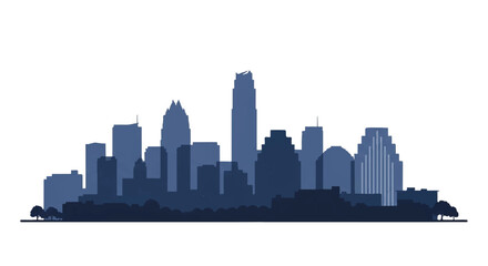 Fototapeta premium Austin city skyline silhouette in deep blue tones