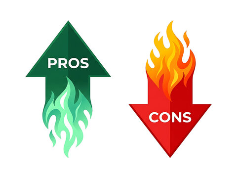 Pros and cons arrows with fire