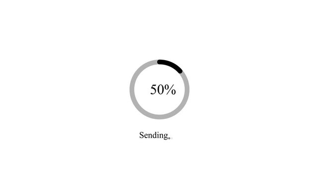 Data sending status bar animation with minimalist round percentage loading indicator and text sending