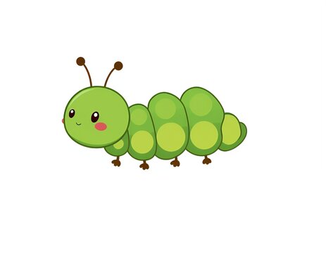 green caterpillar on white background